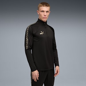 メンズ サッカー キング タッチ クォータジップ トップ, PUMA Black-PUMA Gold, extralarge-JPN