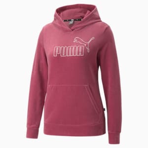 Essentials+ Velour Women's Regular Fit Hoodie, Dusty Orchid, extralarge-IND