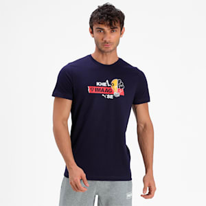 PUMA x Dream11 Cotton Roundneck  Men's  Graphic Slim-fit  Slim-fit T-shirt, Peacoat
