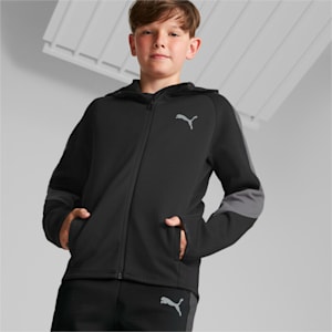 キッズ ボーイズ EVOSTRIPE フルジップ フーデッド ジャケット 116-164cm, Puma Black, extralarge-JPN