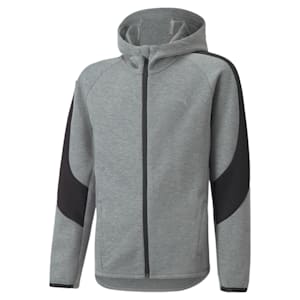 キッズ ボーイズ EVOSTRIPE フルジップ フーデッド ジャケット 116-164cm, Medium Gray Heather, extralarge-JPN