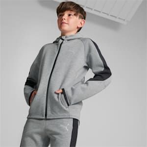 キッズ ボーイズ EVOSTRIPE フルジップ フーデッド ジャケット 116-164cm, Medium Gray Heather, extralarge-JPN