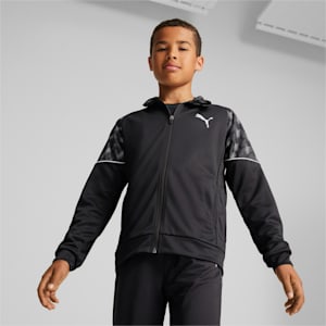 キッズ ボーイズ ACTIVE SPORTS ポリ フルジップ フーデッド ジャケット 116-164cm, Puma Black, extralarge-JPN