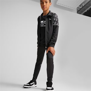 キッズ ボーイズ ACTIVE SPORTS ポリ フルジップ フーデッド ジャケット 116-164cm, Puma Black, extralarge-JPN
