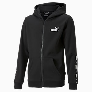 Essentials Tape Full-Zip Hoodie Youth, Puma Black