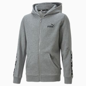 Essentials Tape Big Kids' Full-Zip Hoodie, Medium Gray Heather