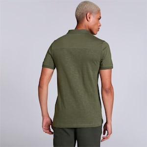 Slub Men's Polo, Green Moss