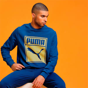 PUMA Graphic Men's Regular Fit Sweatshirt, Blazing Blue, extralarge-IND