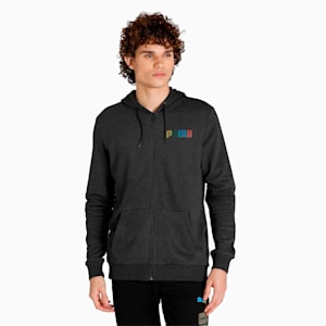 Full-Zip Knitted Men's Slim Fit Hoodie, Dark Gray Heather, extralarge-IND