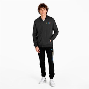 Full-Zip Knitted Men's Slim Fit Hoodie, Dark Gray Heather, extralarge-IND