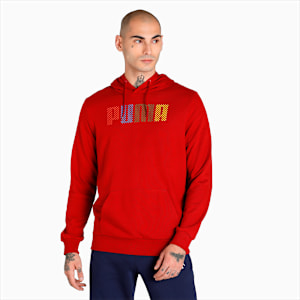 Graphic Men's Regular Fit Hoodie, Red Dahlia, extralarge-IND