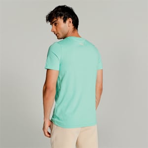 Shaded Cat Men's T-Shirt, Green Glimmer-pink sand