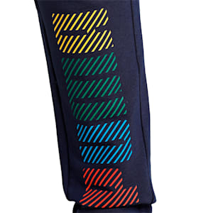 Multicolor Graphic Men's Slim Fit Pants, Peacoat, extralarge-IND