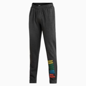 Multicolor Graphic Men's Slim Fit Pants, Dark Gray Heather, extralarge-IND