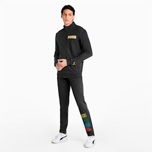 Multicolor Graphic Men's Slim Fit Pants, Dark Gray Heather, extralarge-IND