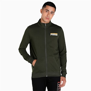 Men's Slim Fit Sweat Jacket, Forest Night, extralarge-IND