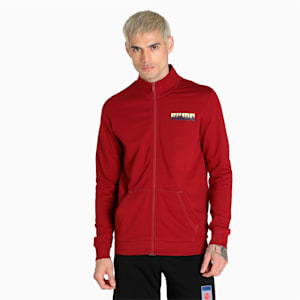 Men's Slim Fit Sweat Jacket, Rhubarb, extralarge-IND