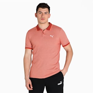 Multi Pique Jacquard Men's Slim Fit Polo, Chili Oil, extralarge-IND