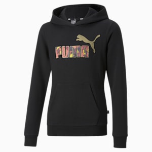 Bloom Logo Youth Regular Fit Hoodie, Puma Black-Gold, extralarge-IND