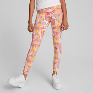 Essentials+ Bloom Leggings Youth, Salmon-AOP, extralarge-IND
