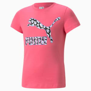 キッズ ガールズ CLASSICS 90S プレップ ロゴ Tシャツ 104-152cm, Sunset Pink