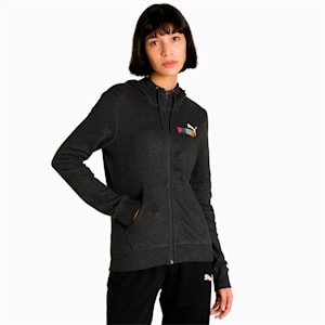 PUMA Women's Regular Fit Hooded Jacket, Dark Gray Heather, extralarge-IND