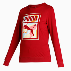 Graphic Crew Women's Regular Fit Sweat Shirt, Intense Red, extralarge-IND