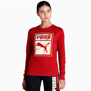 Graphic Crew Women's Regular Fit Sweat Shirt, Intense Red, extralarge-IND