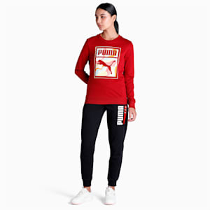 Graphic Crew Women's Regular Fit Sweat Shirt, Intense Red, extralarge-IND
