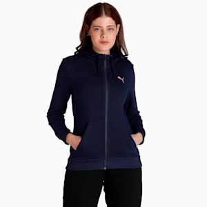 Full-Zip Women's Regular Fit Hooded Jacket, Peacoat, extralarge-IND