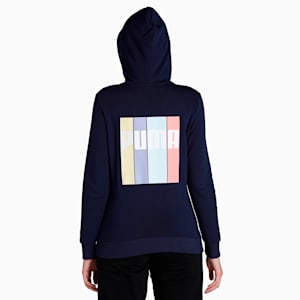 Full-Zip Women's Regular Fit Hooded Jacket, Peacoat, extralarge-IND