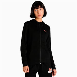 Full-Zip Women's Regular Fit Hooded Jacket, Puma Black, extralarge-IND