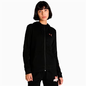 PUMA Full-Zip Women's Regular Fit Hooded Jacket, Puma Black, extralarge-IND