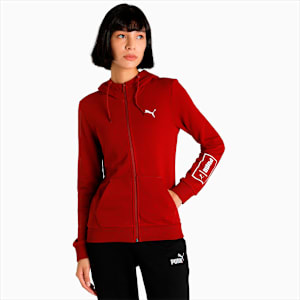 Full-Zip Women's Regular Fit Hooded Jacket, Intense Red, extralarge-IND