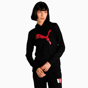 Graphic Women's Regular Fit Hoodie, Puma Black, extralarge-IND
