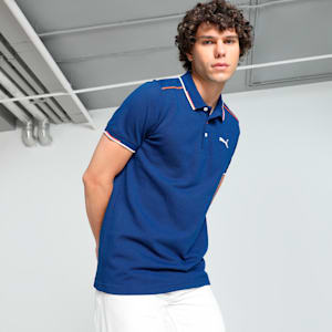 Contrast Tipping Men's Polo, Blazing Blue