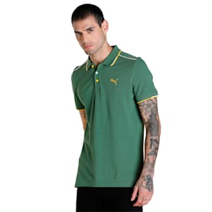 Contrast Tipping Men's Polo, Deep Forest