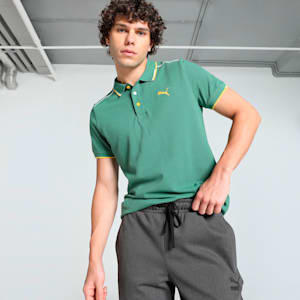 Contrast Tipping Men's Slim Fit Polo, Deep Forest, extralarge-IND