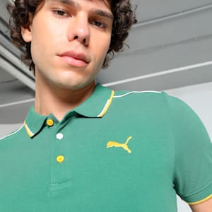Contrast Tipping Men's Polo, Deep Forest