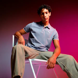 Contrast Tipping Men's Polo, Blue Wash