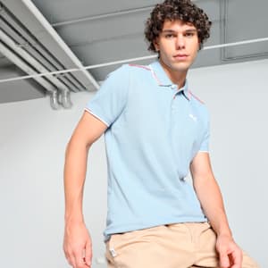 Contrast Tipping Men's Polo, Blue Wash