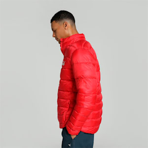 Men's Sports Puffer Hooded Jacket in Bright Red