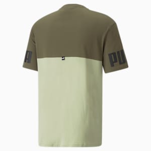 Camiseta de colores combinados Power para hombre, Dark Green Moss-Spring Moss