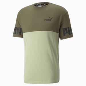 Camiseta de colores combinados Power para hombre, Dark Green Moss-Spring Moss
