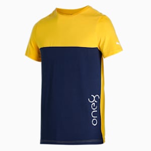 PUMA x one8 Colorblock Men's Slim Fit T-Shirt, Sun Ray Yellow, extralarge-IND