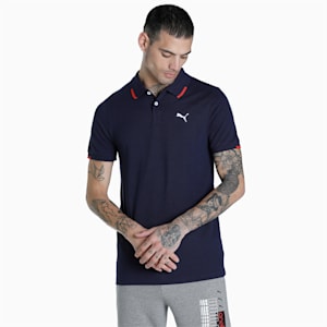 PUMA x one8 Printed Men's Slim Fit Polo, Peacoat, extralarge-IND