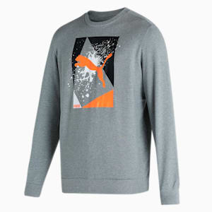 Graphic Crew-Neck Men's Regular Fit Sweatshirt, Medium Gray Heather, extralarge-IND