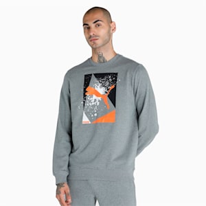 Graphic Crew-Neck Men's Regular Fit Sweatshirt, Medium Gray Heather, extralarge-IND