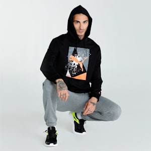 Graphic Men's Regular Fit Hoodie, Puma Black, extralarge-IND