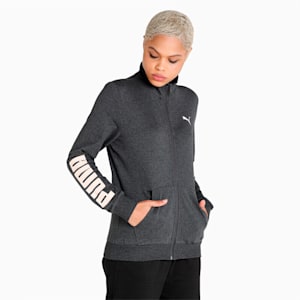 PUMA Women's Graphic Jacket, Dark Gray Heather